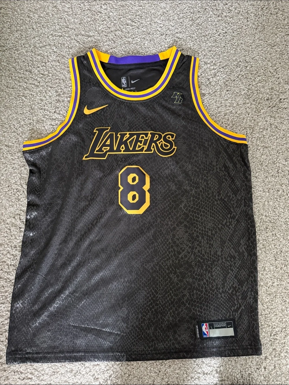 Kobe Bryant black mamba jersey Nike Black and Gold Lakers #8 Jersey